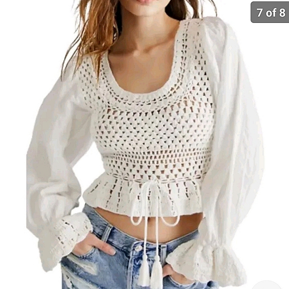 Free People Megan Crochet Top